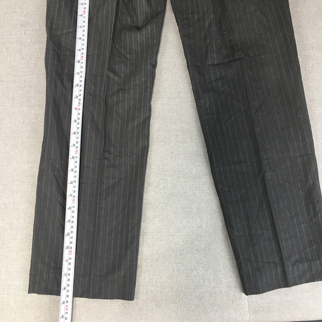 Esprit Mens Wool Dress Pants Size 34R (W34 x L27) Grey Pinstriped Pockets