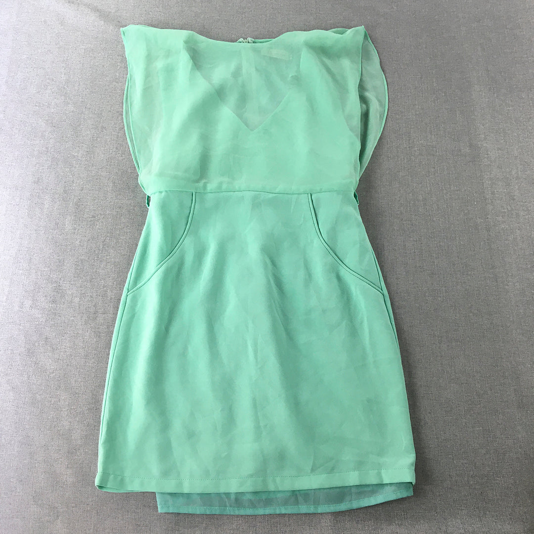 Me-Kin Womens Mini Dress Size L Green Sleeveless Pencil