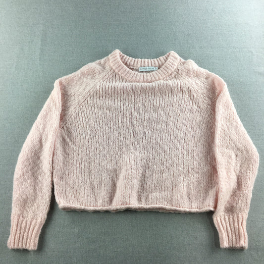 Atmos & Here Womens Wool Blend Sweater Size 12 Pink Crew Neck Jumper