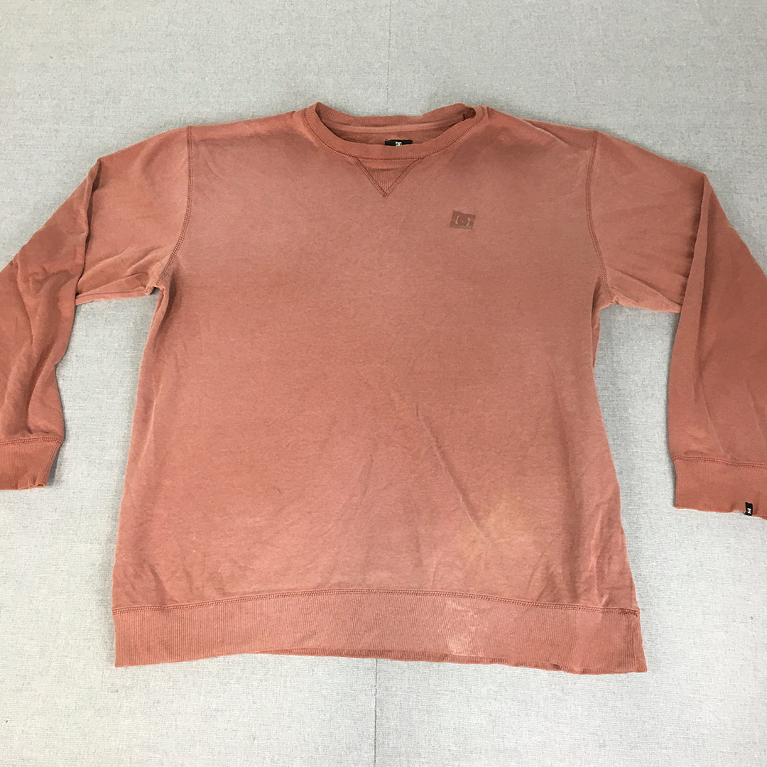 DC Shoe Co. Mens Sweater Size 2XL Orange Logo Crew Neck Pullover Jumper