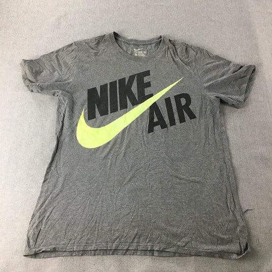 Nike Air Mens T-Shirt Size L Grey Big Swoosh Logo Short Sleeve Tee