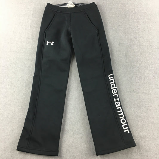 Under Armour Kids Girls Tracksuit Pants Youth Size XS Black Logo Pockets Jogger