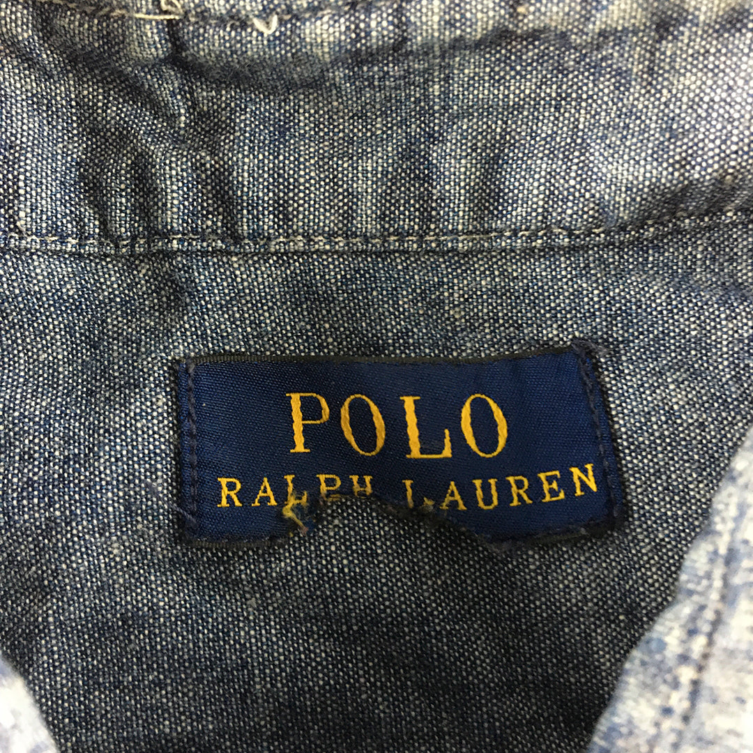 Polo Ralph Lauren Kids Boys Shirt Size 6 Blue Denim Pockets Button-Up