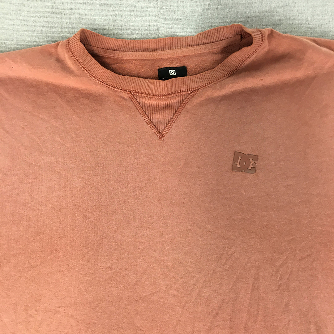 DC Shoe Co. Mens Sweater Size 2XL Orange Logo Crew Neck Pullover Jumper