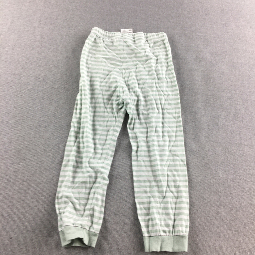 H&M Kids Girls Pants Size 4 Green Striped Elastic Waist