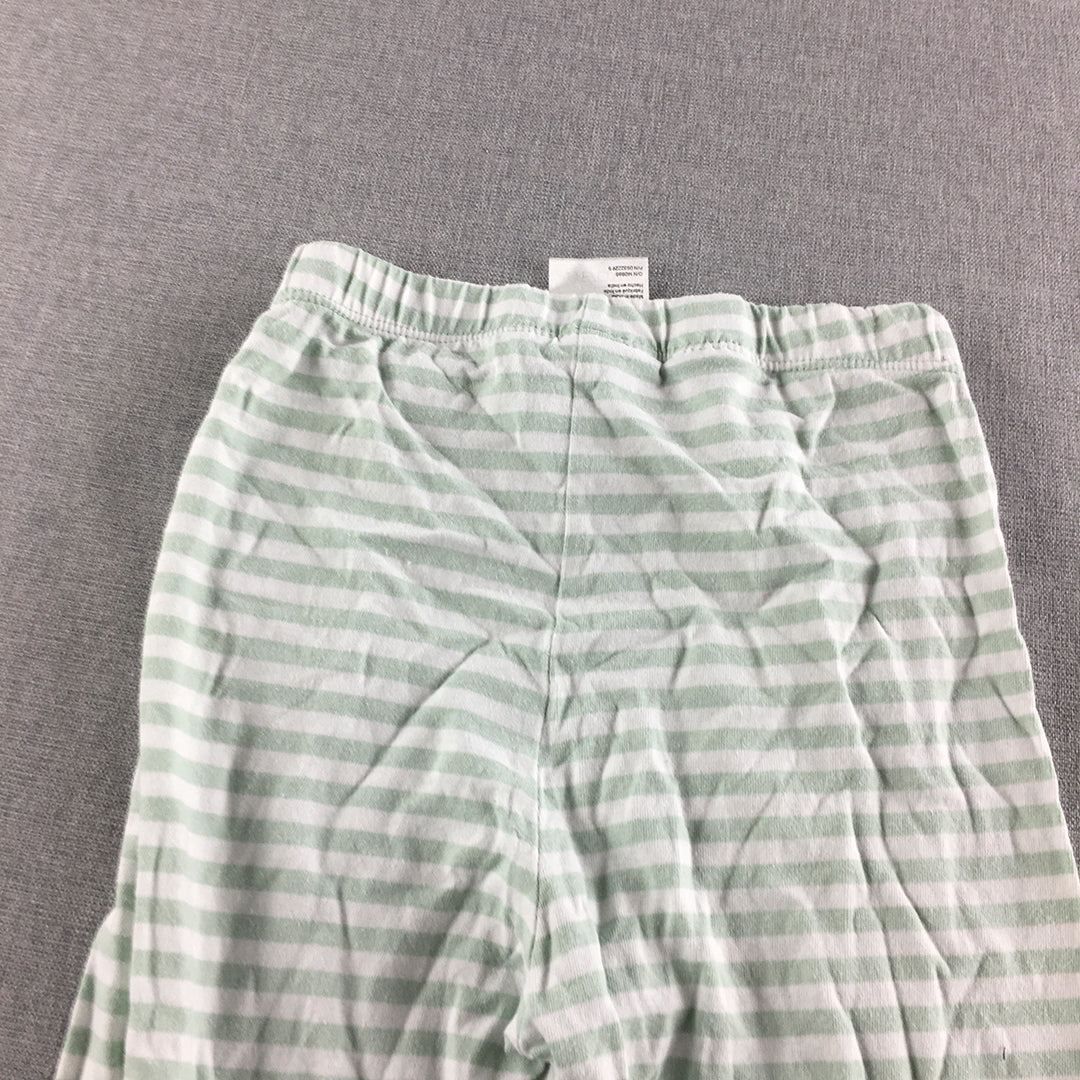 H&M Kids Girls Pants Size 4 Green Striped Elastic Waist