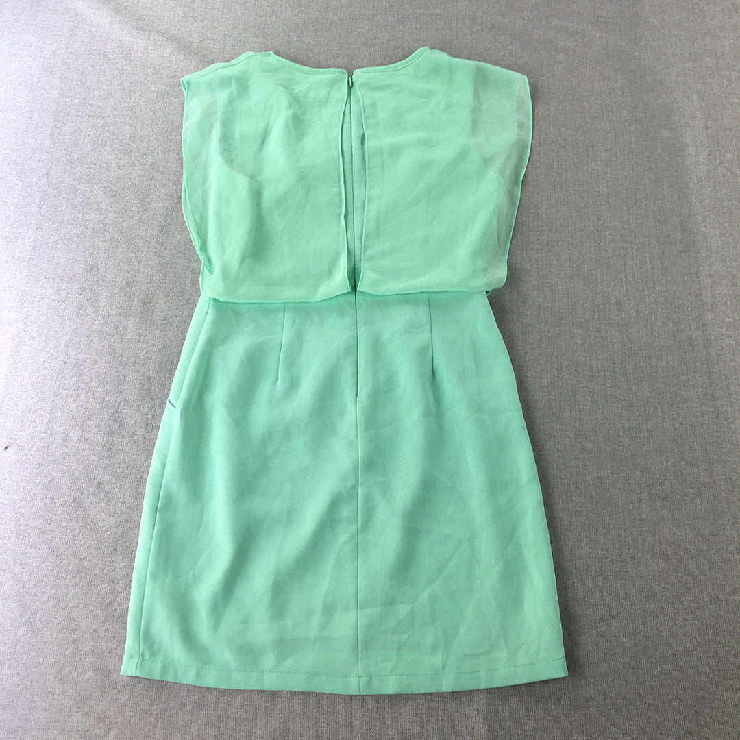 Me-Kin Womens Mini Dress Size L Green Sleeveless Pencil