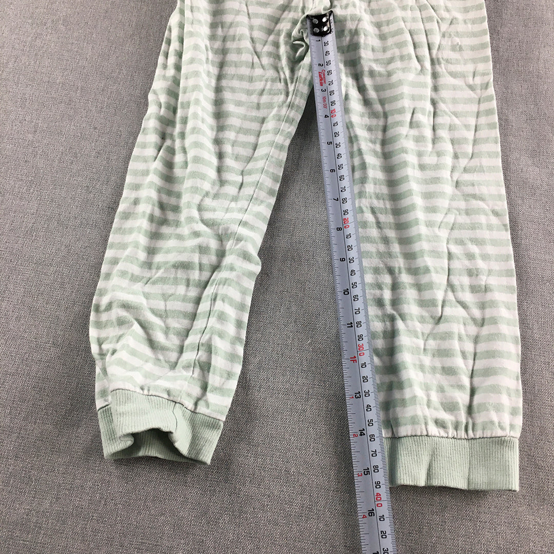 H&M Kids Girls Pants Size 4 Green Striped Elastic Waist