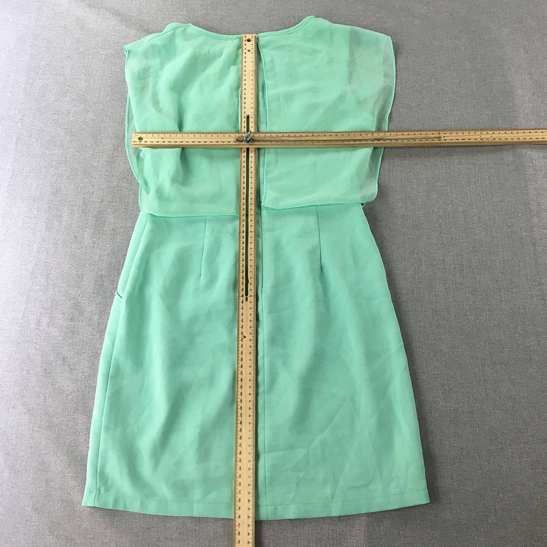 Me-Kin Womens Mini Dress Size L Green Sleeveless Pencil