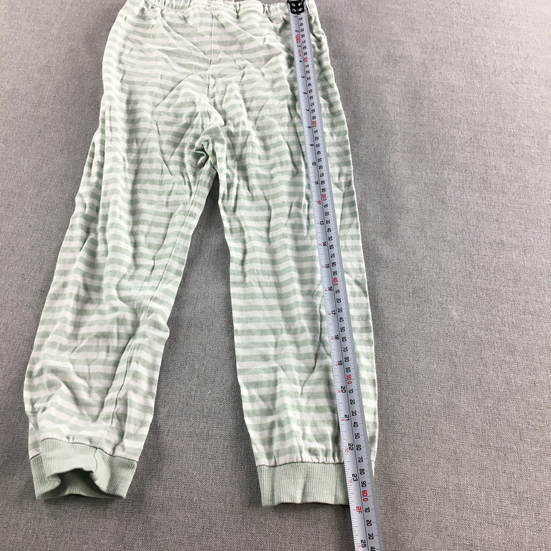 H&M Kids Girls Pants Size 4 Green Striped Elastic Waist