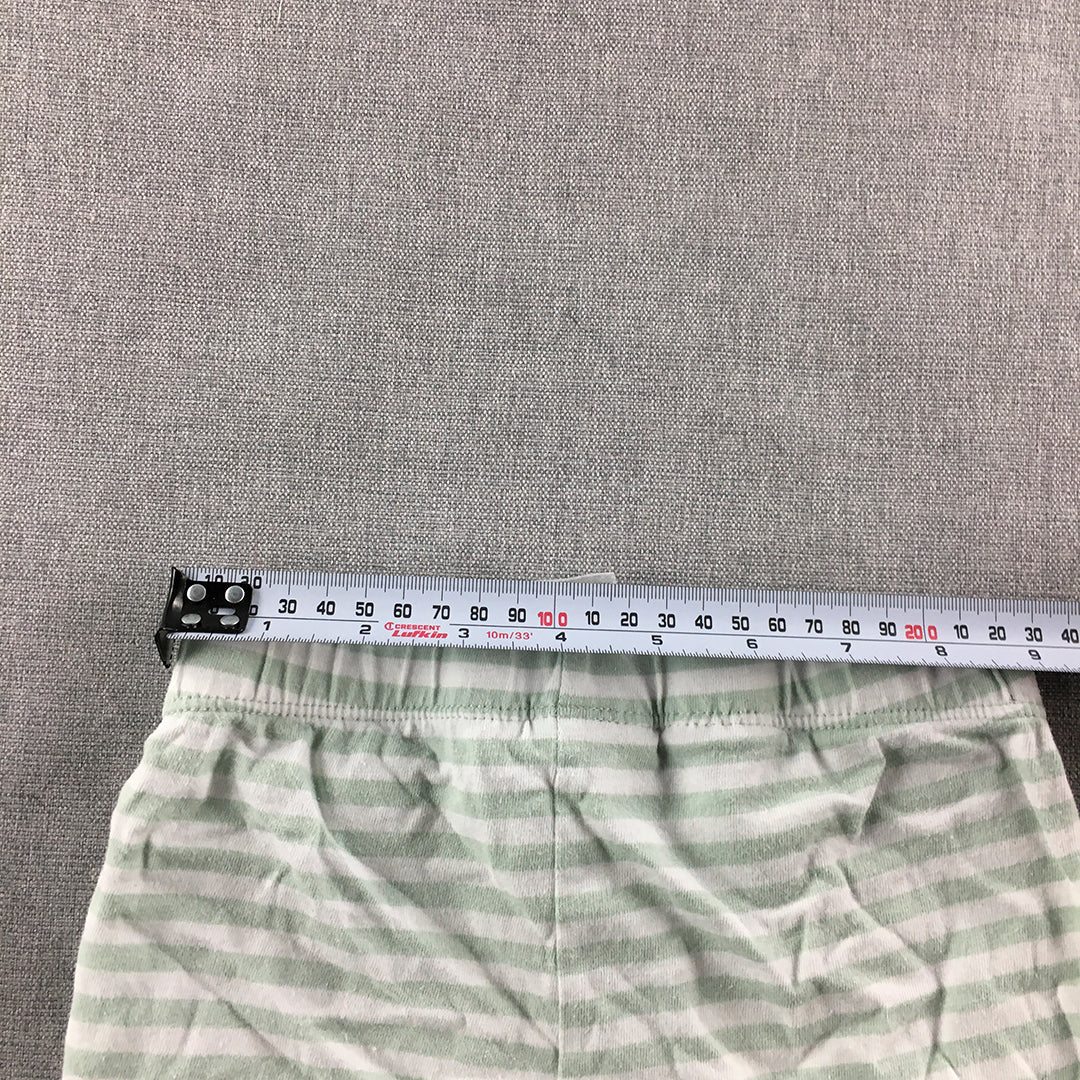 H&M Kids Girls Pants Size 4 Green Striped Elastic Waist