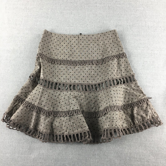 Shilla Womens Linen Blend Mini Skirt Size XS Brown