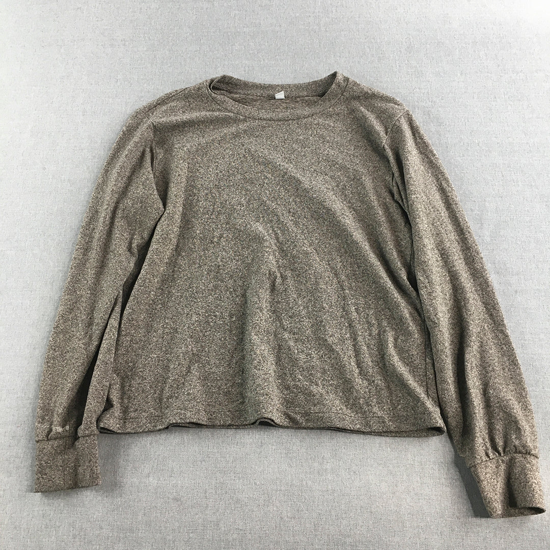 Uniqlo Womens Knit Sweater Size M Brown Crew Neck Pullover Jumper