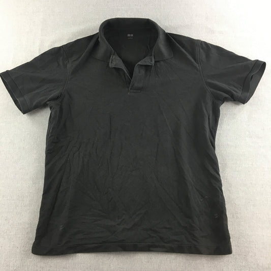 Uniqlo Mens Polo Shirt Size L Black Short Sleeve Collared Rugby