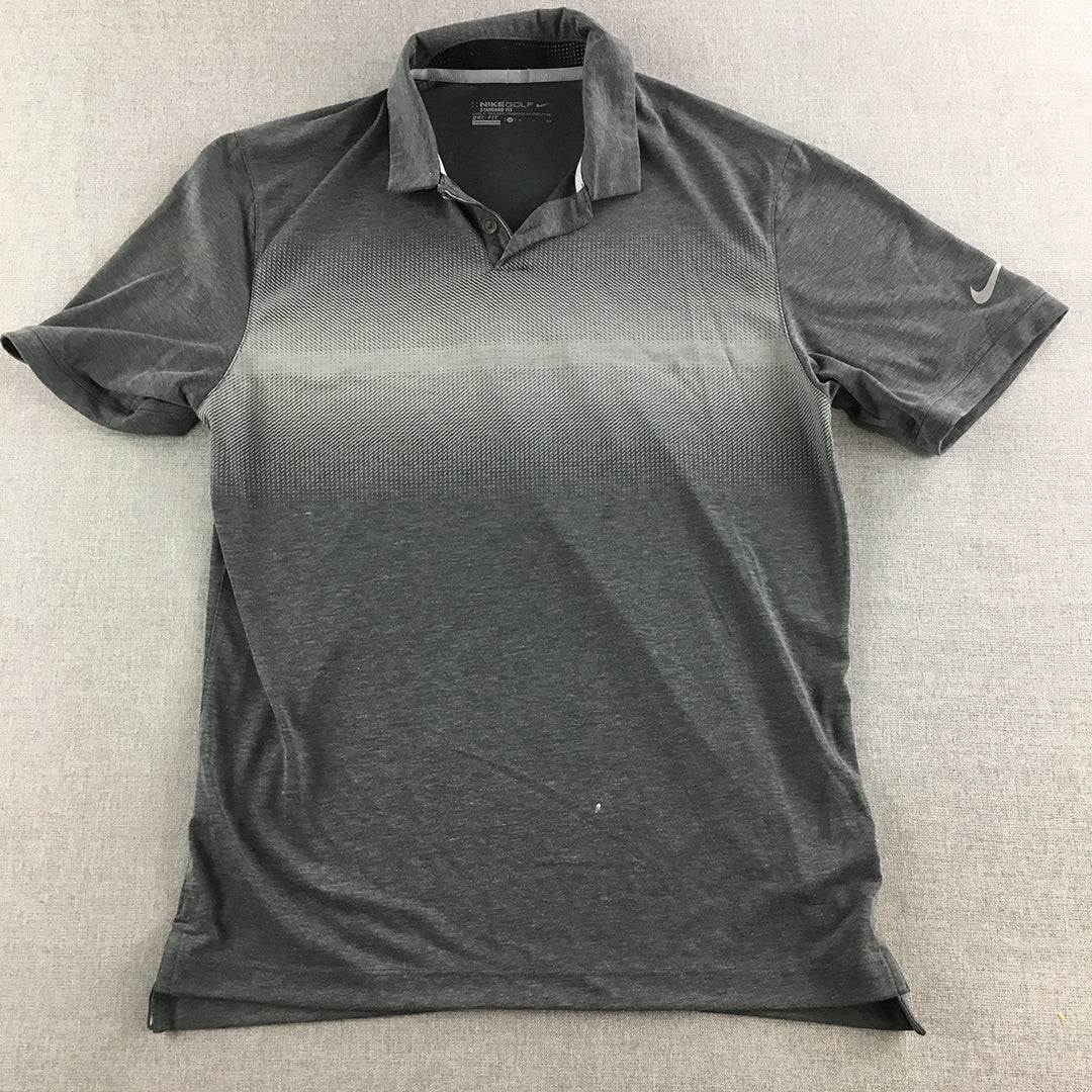 Nike Golf Mens Shirt Size S Grey Logo Collared Polo Rugby