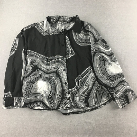 Emery Rose Womens Shirt Size XL Black Abstract Long Sleeve Button-Up