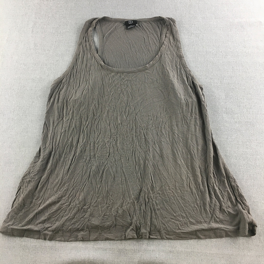 City Chic CCX Womens Knit Tank Top Size 2XL Grey Sleeveless Stretch Fabric Shirt