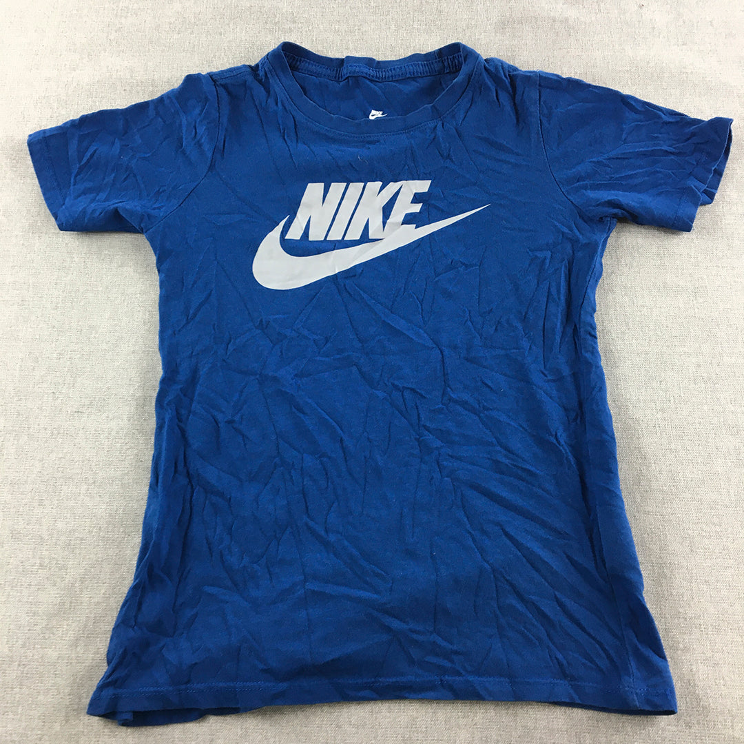 Nike Kids Boys T-Shirt Youth Size S Blue Logo Short Sleeve Tee