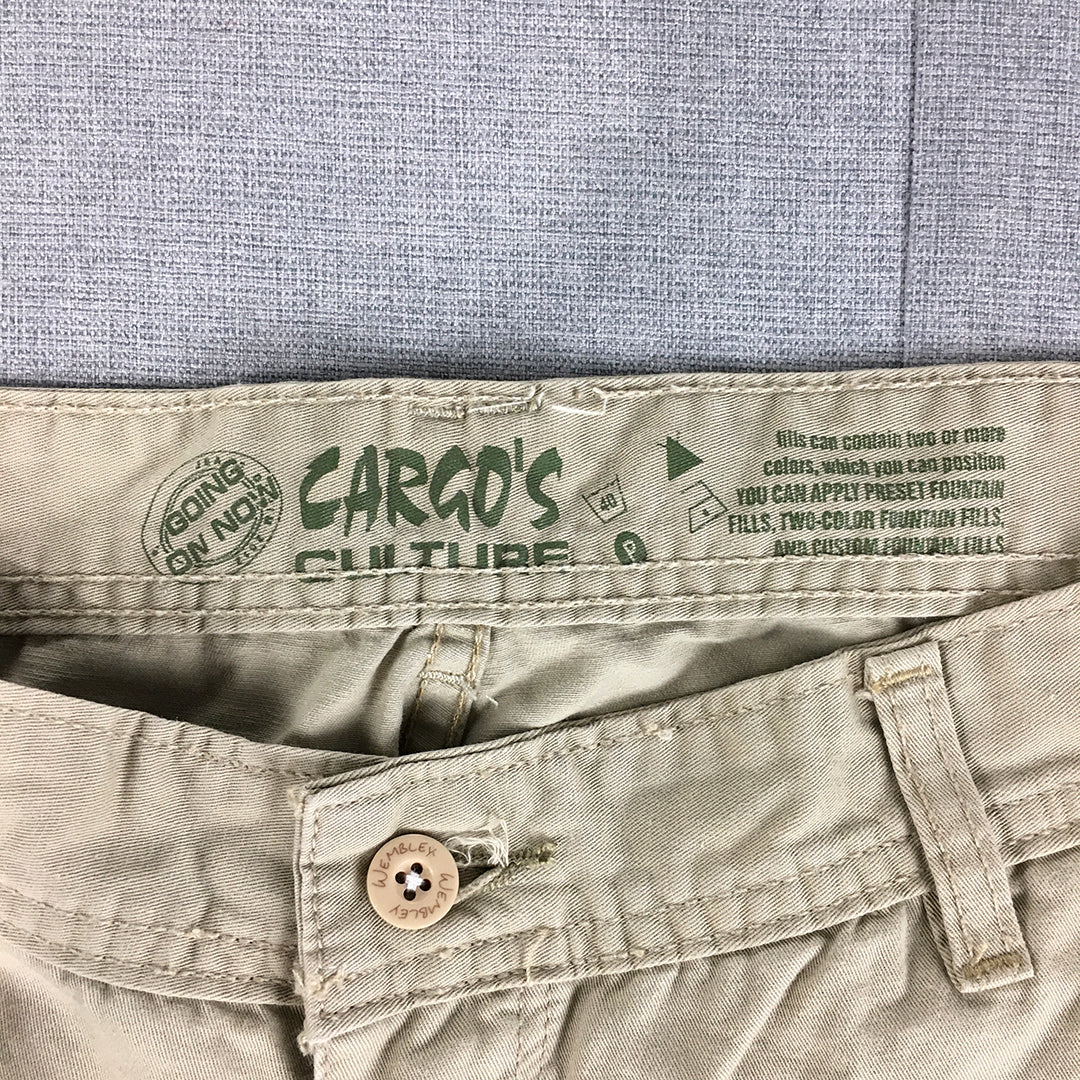 Cargo's Culture Mens Pants Size 36 Light Brown Zip Pockets Straight Leg Utility