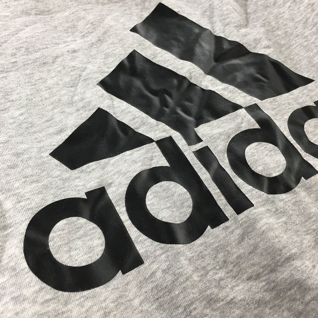 Adidas Mens Sweater Size M Grey Big Logo Crew Neck Pullover Jumper