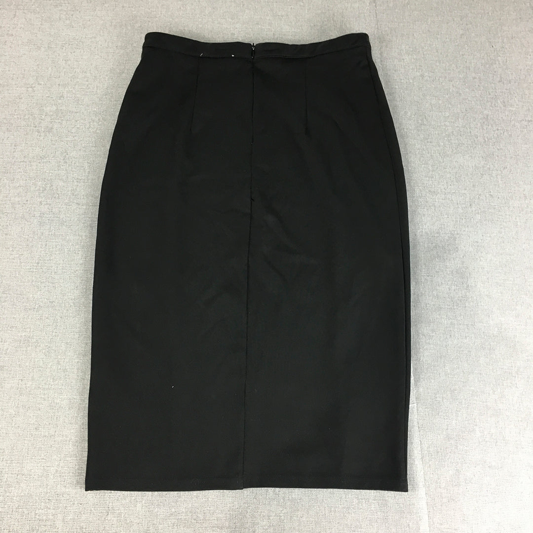 Atmos & Here Womens Pencil Skirt Size 12 Black Straight Corporate Work