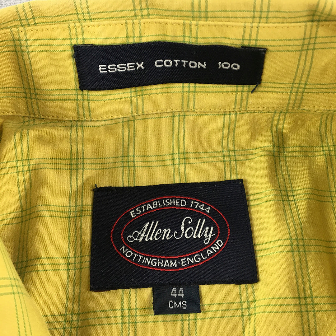 Allen Solly Mens Shirt Size L Yellow Checkered Short Sleeve Button-Up Collared