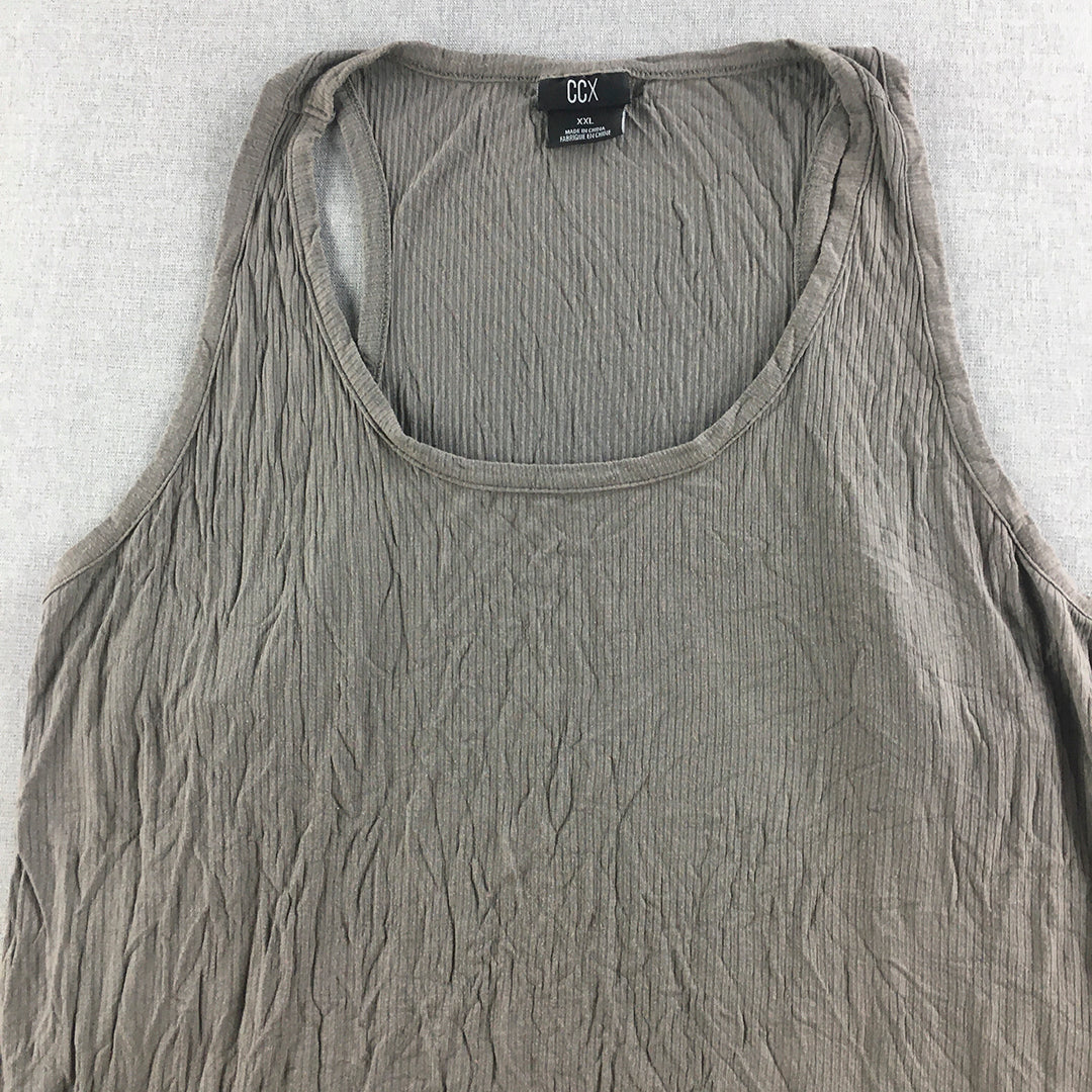 City Chic CCX Womens Knit Tank Top Size 2XL Grey Sleeveless Stretch Fabric Shirt