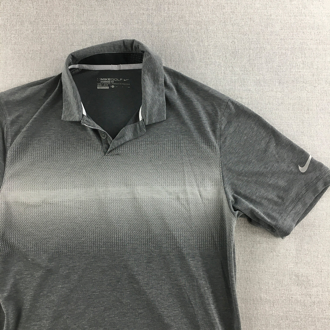 Nike Golf Mens Shirt Size S Grey Logo Collared Polo Rugby