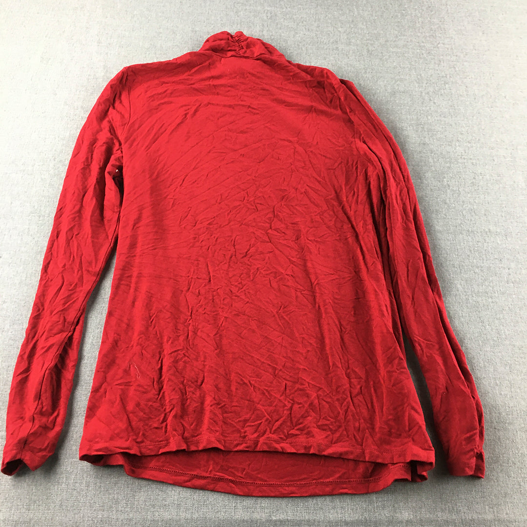 Woolworths Womens Mock Neck Sweater Size M Red Knit Pullover Jumper