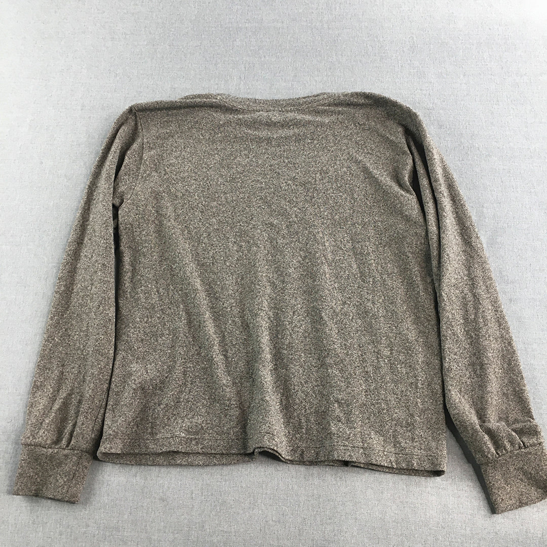 Uniqlo Womens Knit Sweater Size M Brown Crew Neck Pullover Jumper