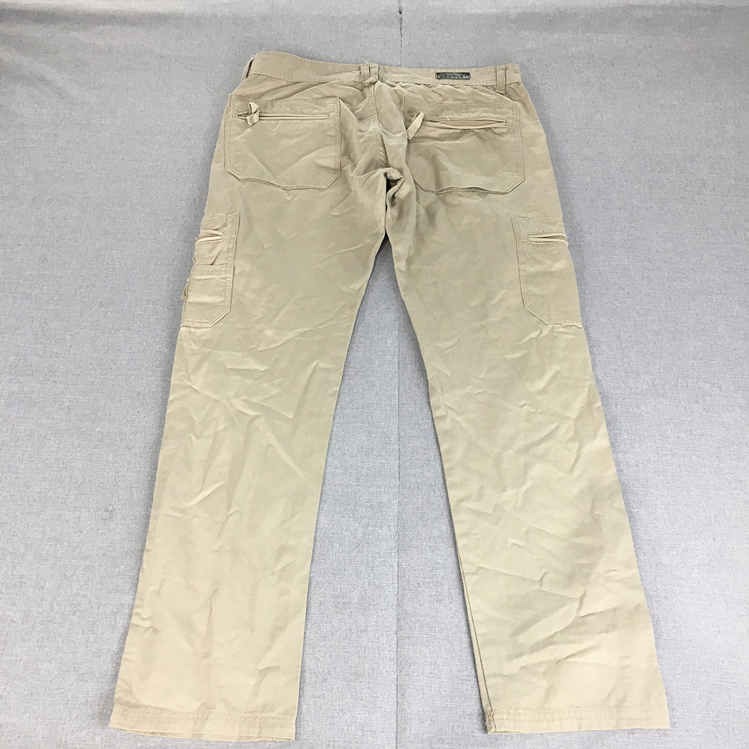 Cargo's Culture Mens Pants Size 36 Light Brown Zip Pockets Straight Leg Utility