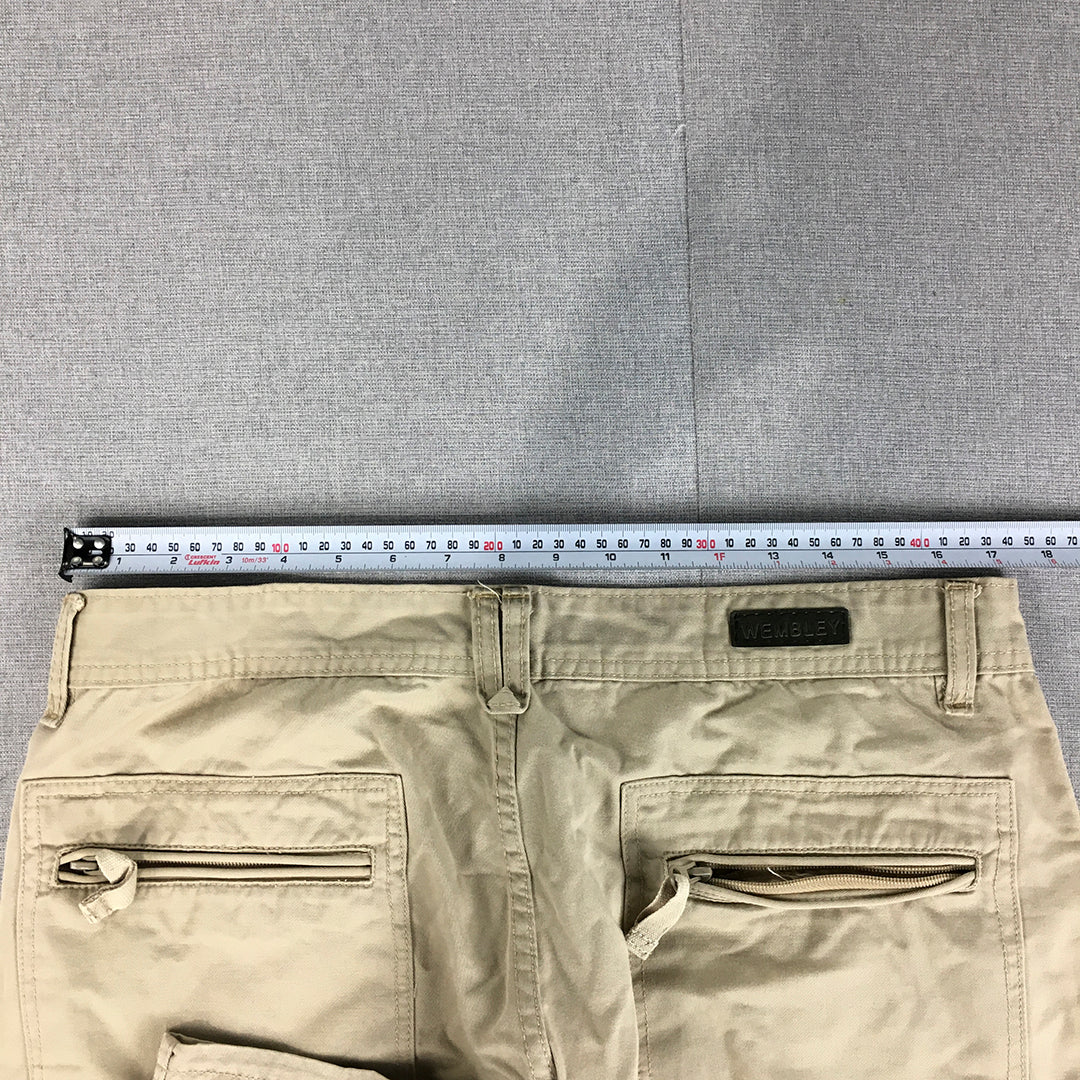 Cargo's Culture Mens Pants Size 36 Light Brown Zip Pockets Straight Leg Utility