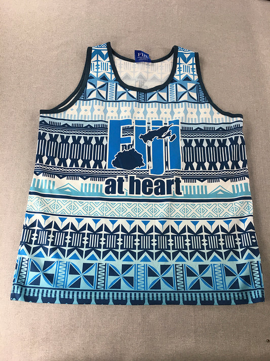 Fiji Pride Tank Top Size 3XL Blue Striped Sleeveless Shirt