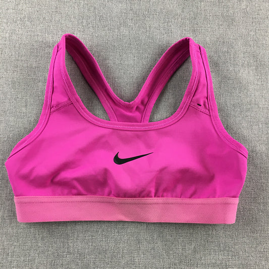 Nike Kids Girls Sports Bra Youth Size S Pink Activewear Logo Top