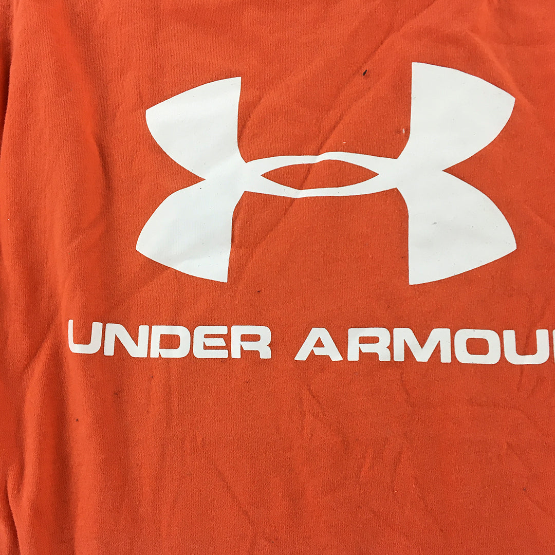 Under Armour Kids Boys T-Shirt Youth Size S Orange Short Sleeve Logo Top