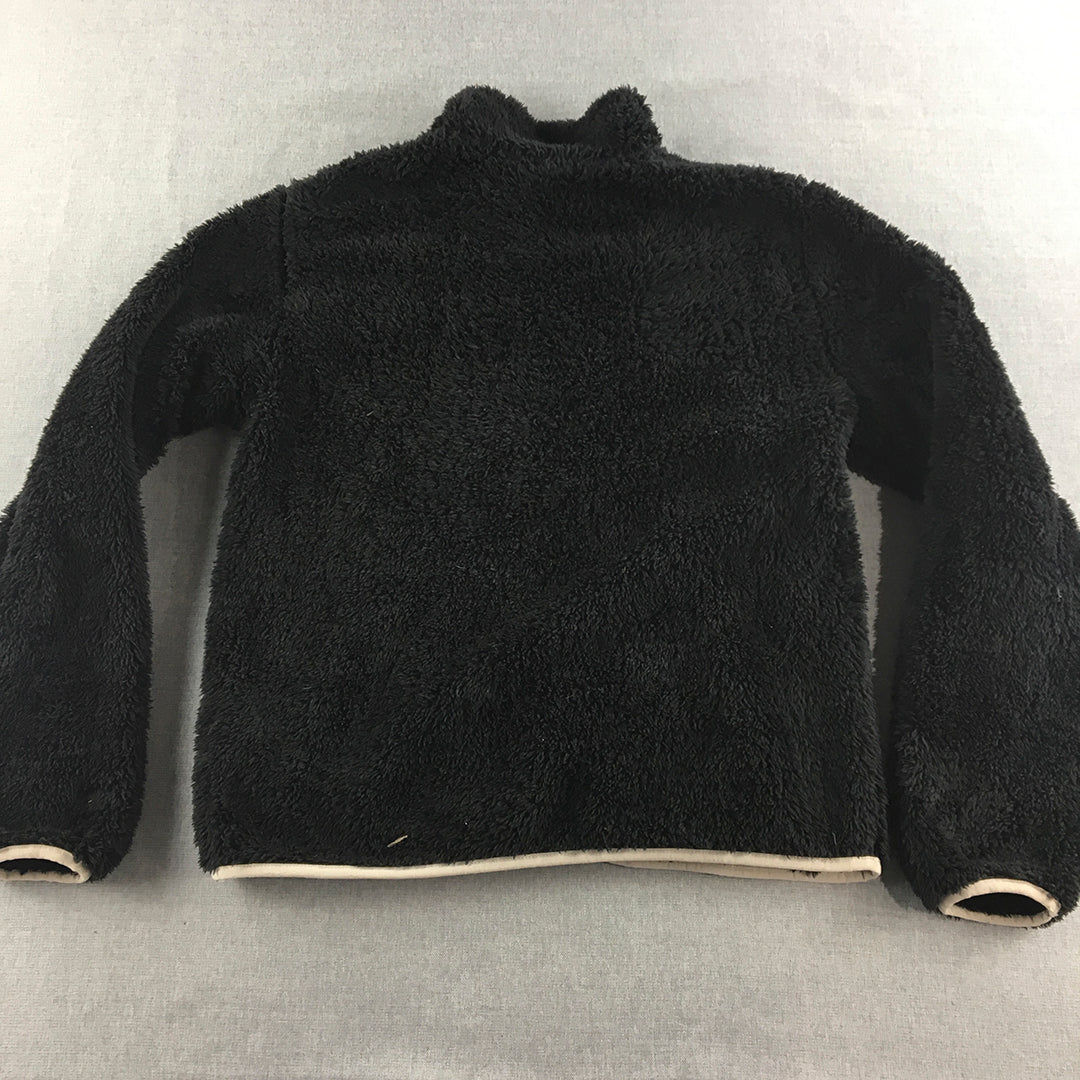 H&M Womens Fleece Jacket Size S Black Zip-Up Mock Neck Coat