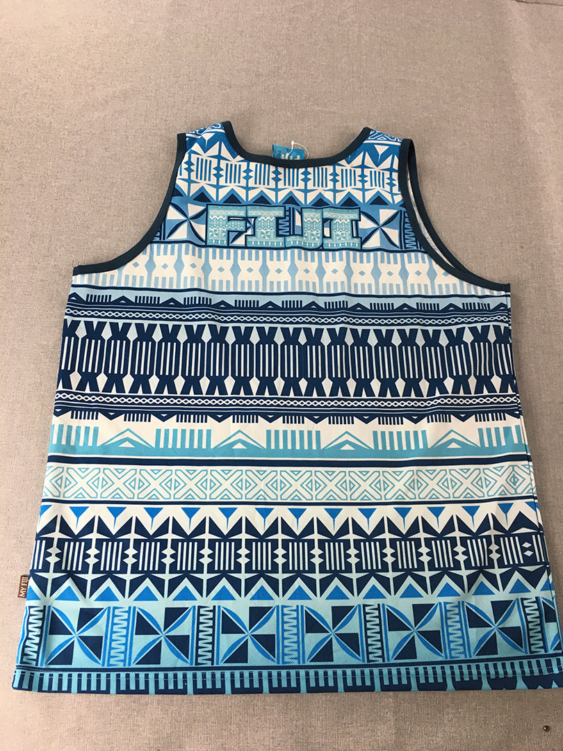 Fiji Pride Tank Top Size 3XL Blue Striped Sleeveless Shirt