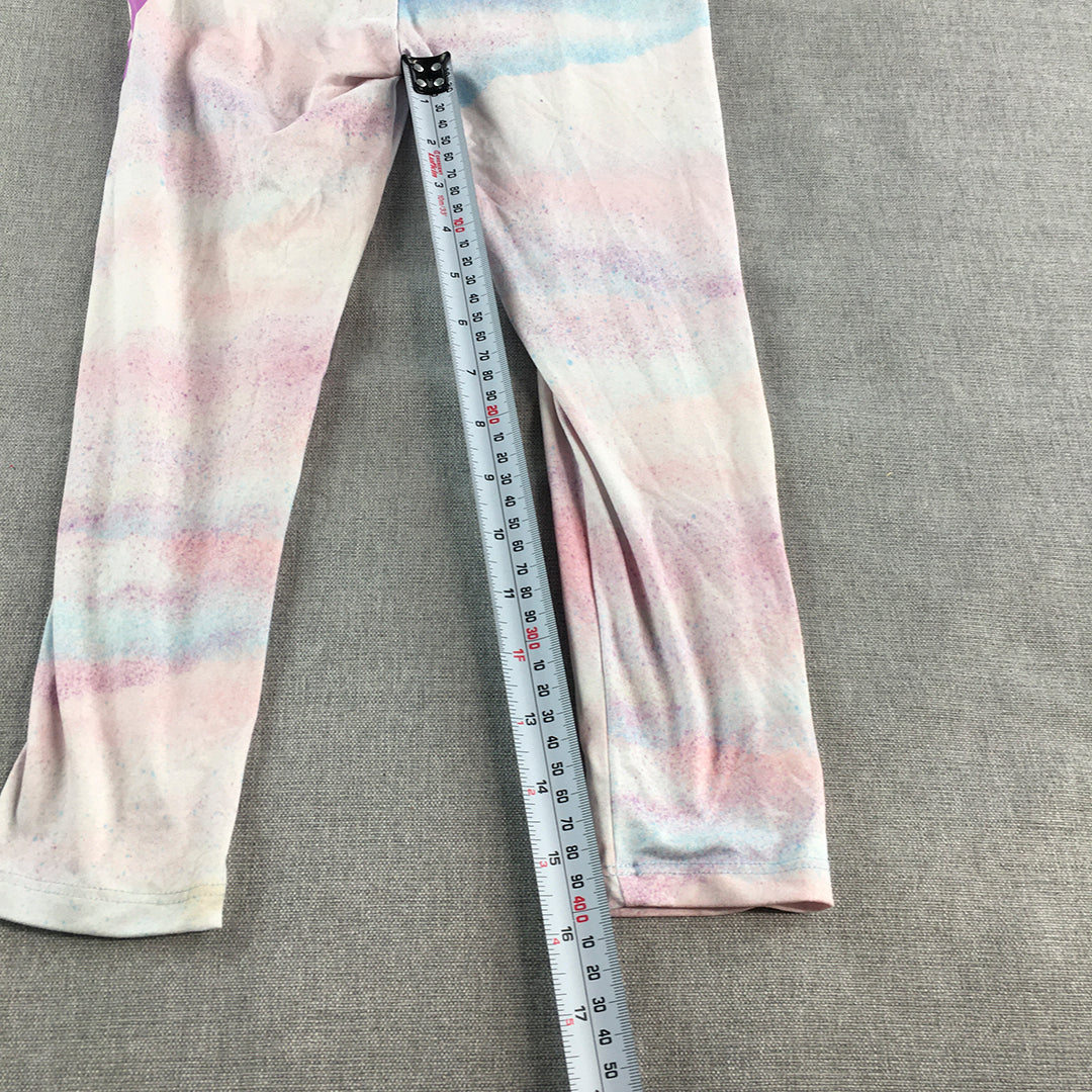 Nike Kids Girls Leggings Size 5 - 6 Years Pink White Logo Activewear Pants