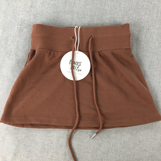 Princess Polly Womens Mini Skirt Size 6 Brown Knit Elastic Waist Drawstring