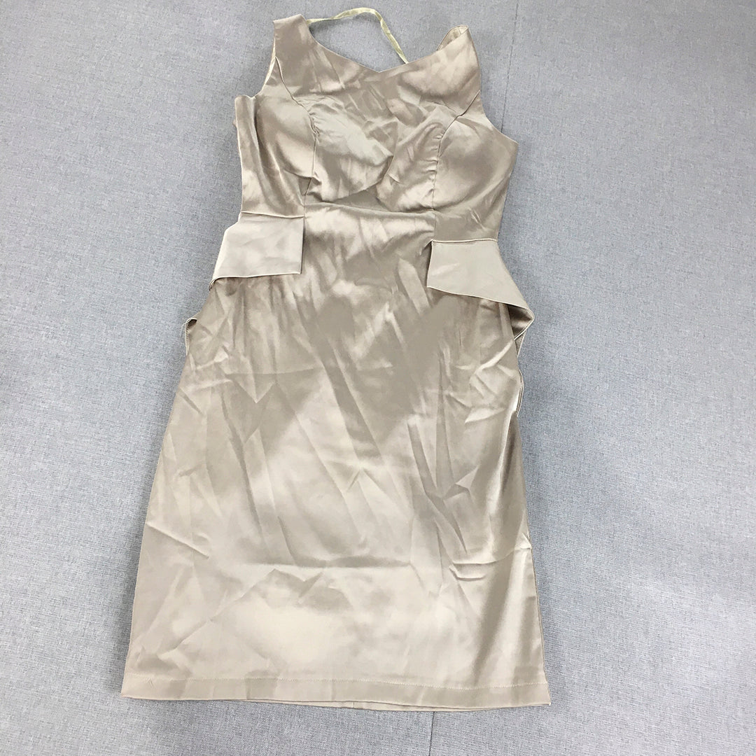 NEW Forcast Womens Mini Dress Size 6 Gold Sleeveless Pencil