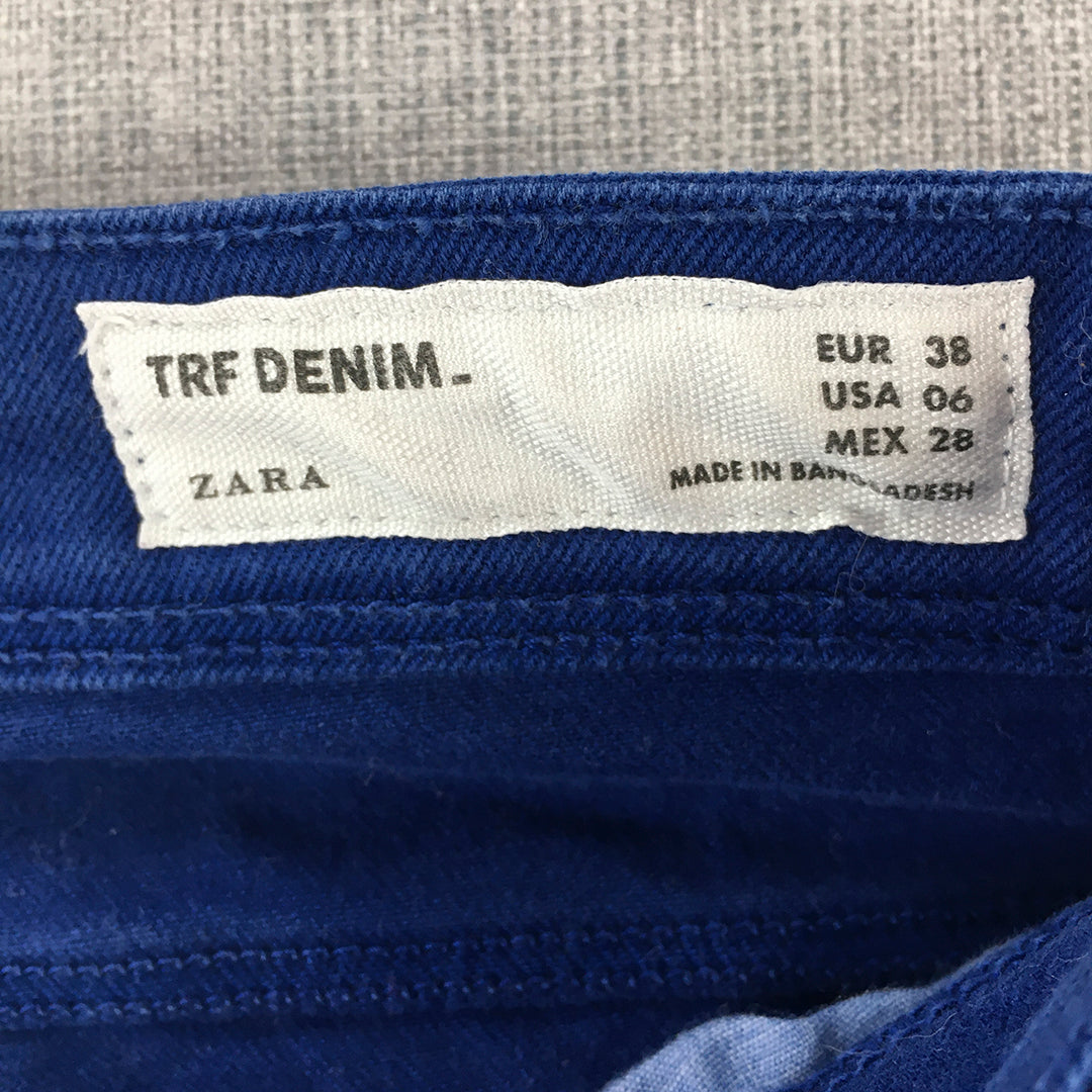 Zara TRF Denim Womens Jeans Size 6 Blue Skinny Straight Leg Denim Pockets