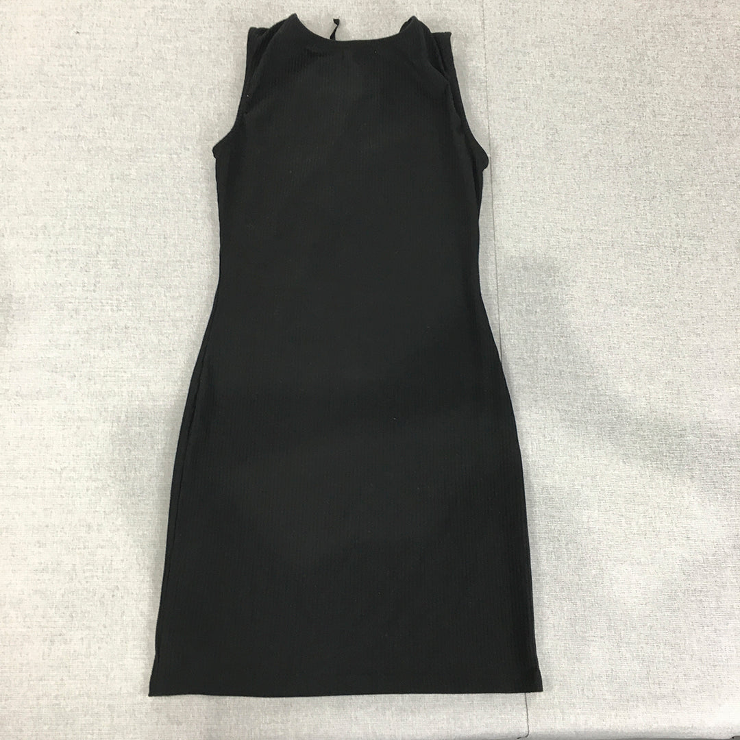 Pare Basic Womens Mini Dress Size 8 Black Knit Sleeveless Stretch Fabric