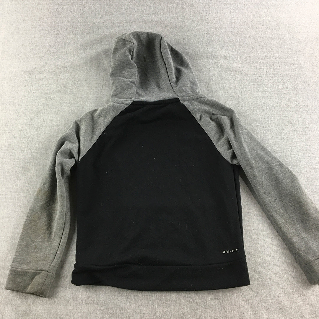 Nike Kids Boys Hoodie Sweater Youth Size S Grey Black Logo Jumper