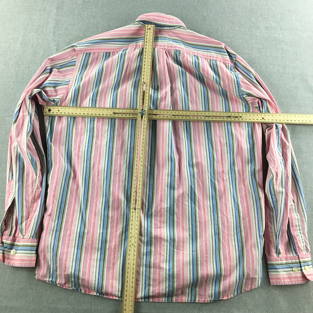 Vintage Gap Mens Shirt Size M Pink Striped Long Sleeve Button-Up Pocket