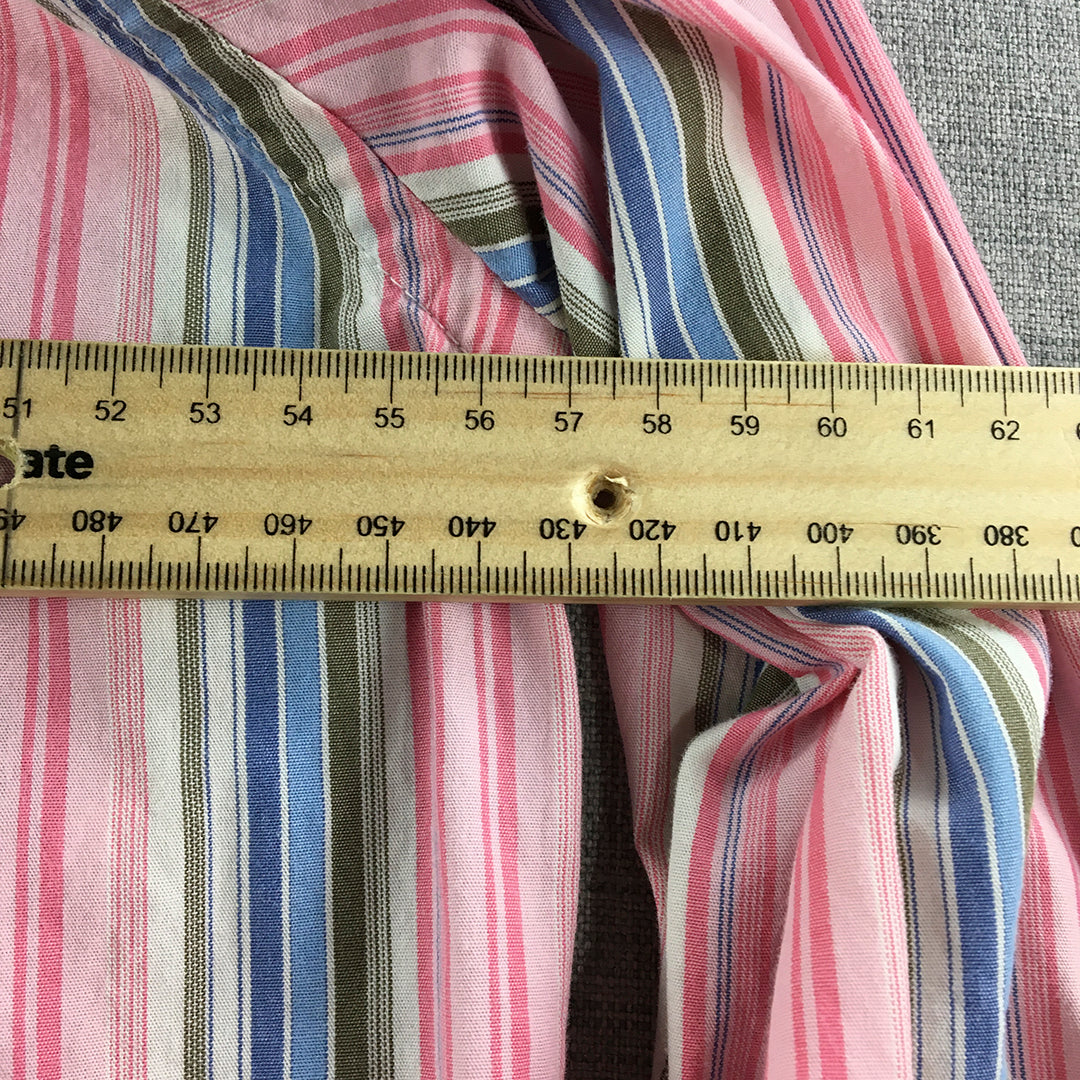 Vintage Gap Mens Shirt Size M Pink Striped Long Sleeve Button-Up Pocket