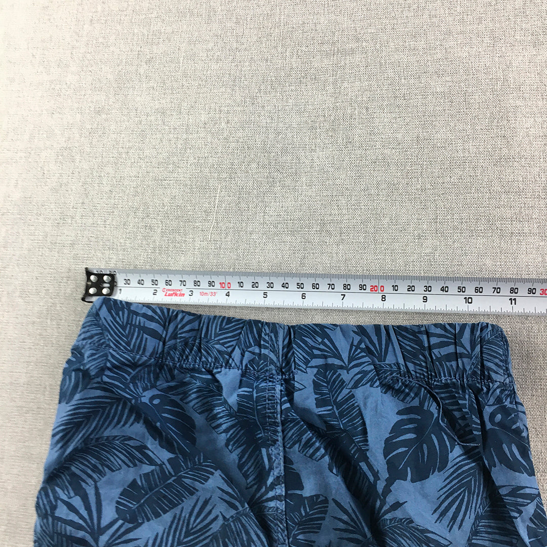 H&M Kids Boys Hawaiian Shorts Size 4 - 5 Blue Palm Drawstring Waist Pockets