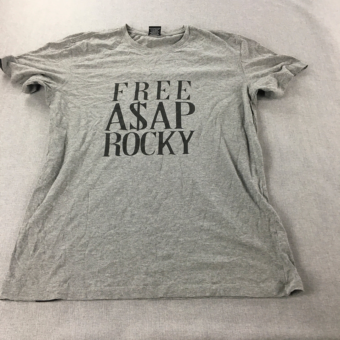 Free Asap Rocky Mens T-Shirt Size XL Grey Goat Crew Short Sleeve Rapper Tee