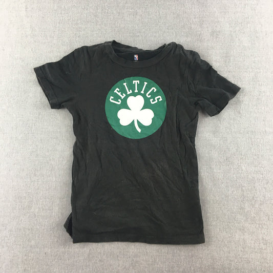 Boston Celtics Kids Boys T-Shirt Size 5 - 6 Black NBA Basketball Logo Top