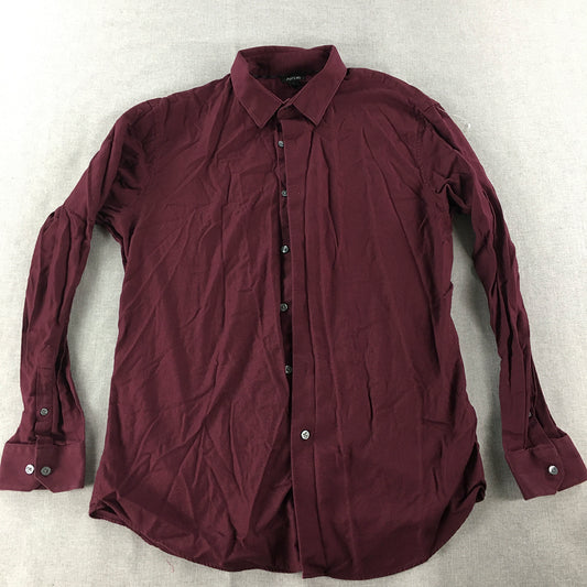 Apt.9 Mens Shirt Size L Maroon Red Long Sleeve Button-Up Collared