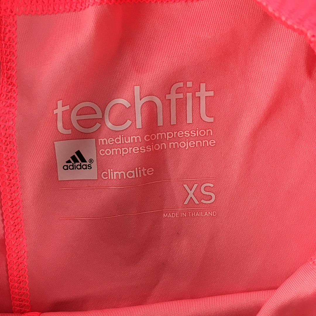 Adidas Techfit Womens Shorts Size XS Pink Logo Climalite Athletic Gym